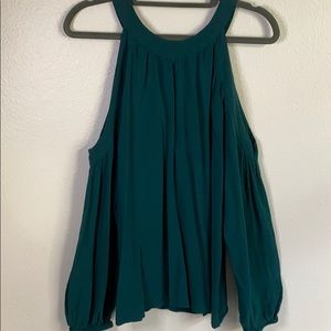EXPRESS Teal Cold Shoulder Top